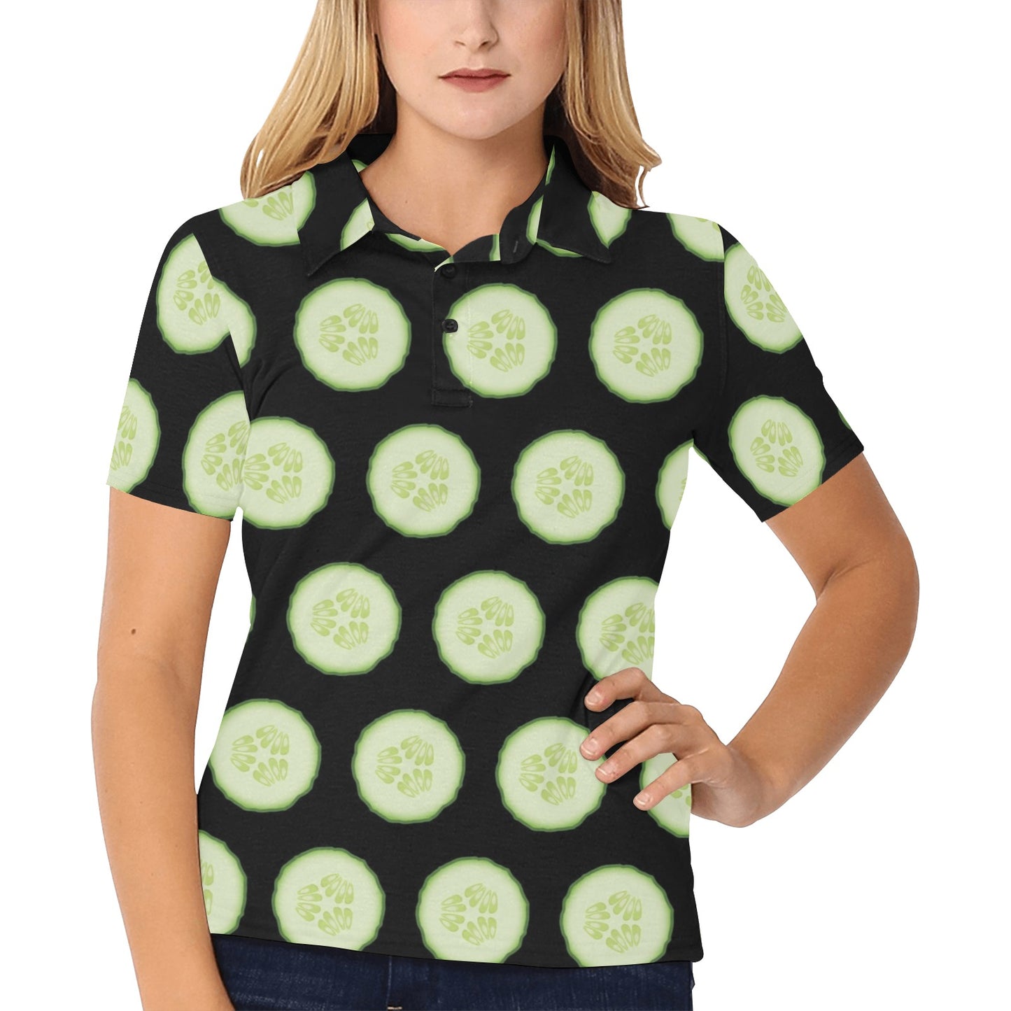 Cucumber Pattern Print Design CC02 Women's Polo Shirt