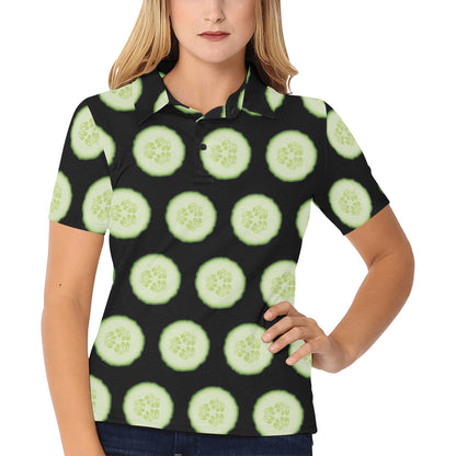 Cucumber Pattern Print Design CC02 Women's Polo Shirt