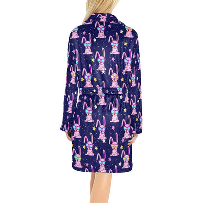 Rabbit Baby Pattern Print Design RB015 Women's Fleece Robe