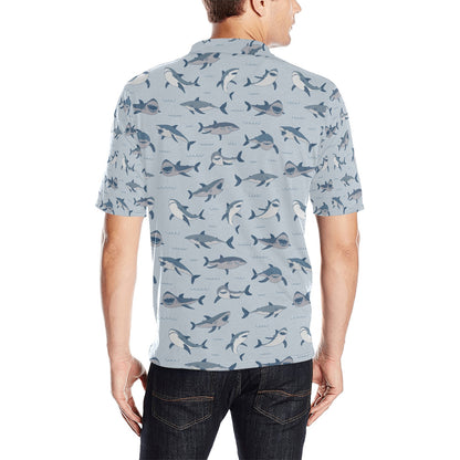 Shark Print Design LKS304 Men Polo Shirt