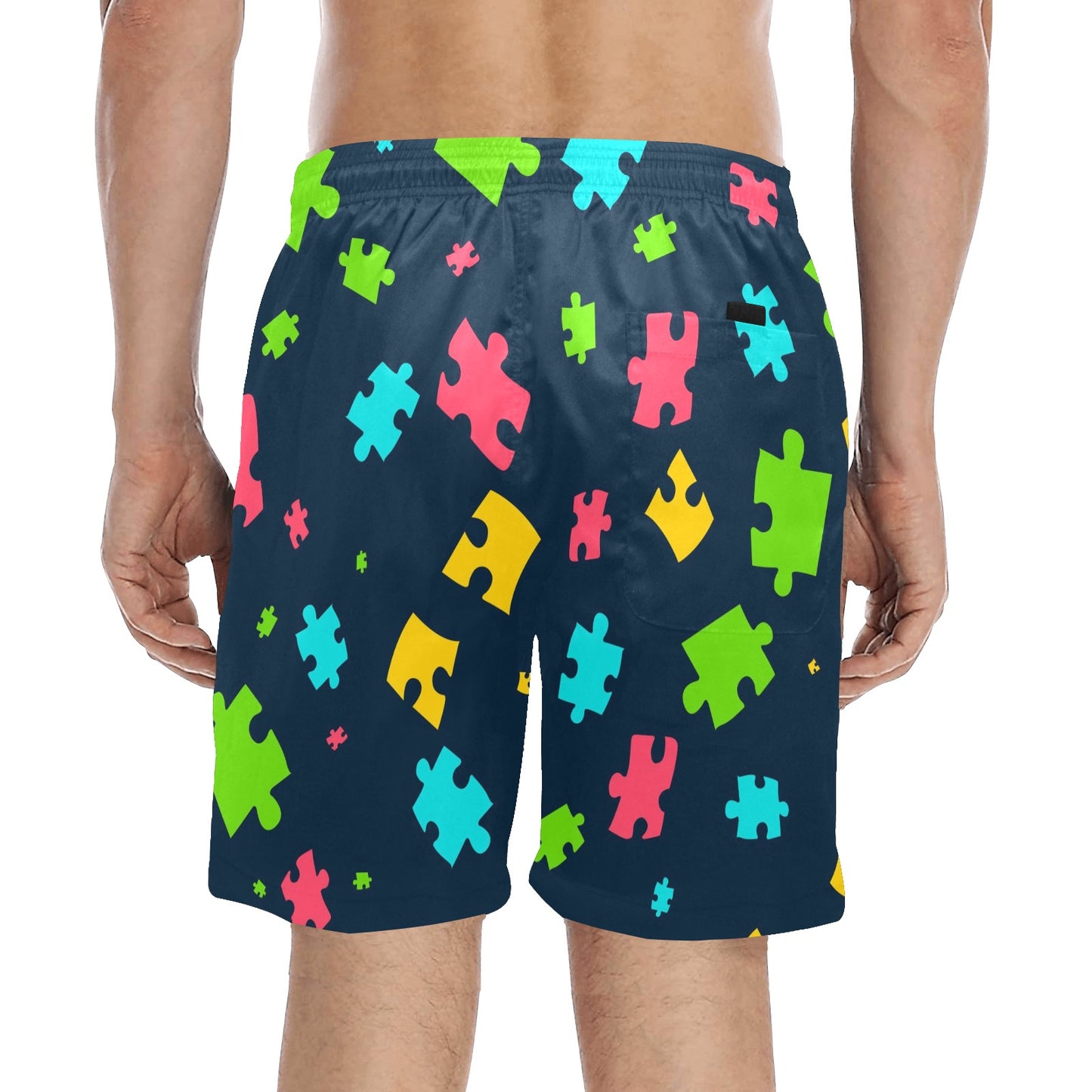Autism Awareness Colorful Design Print Men's Swim Trunks Beach Shorts