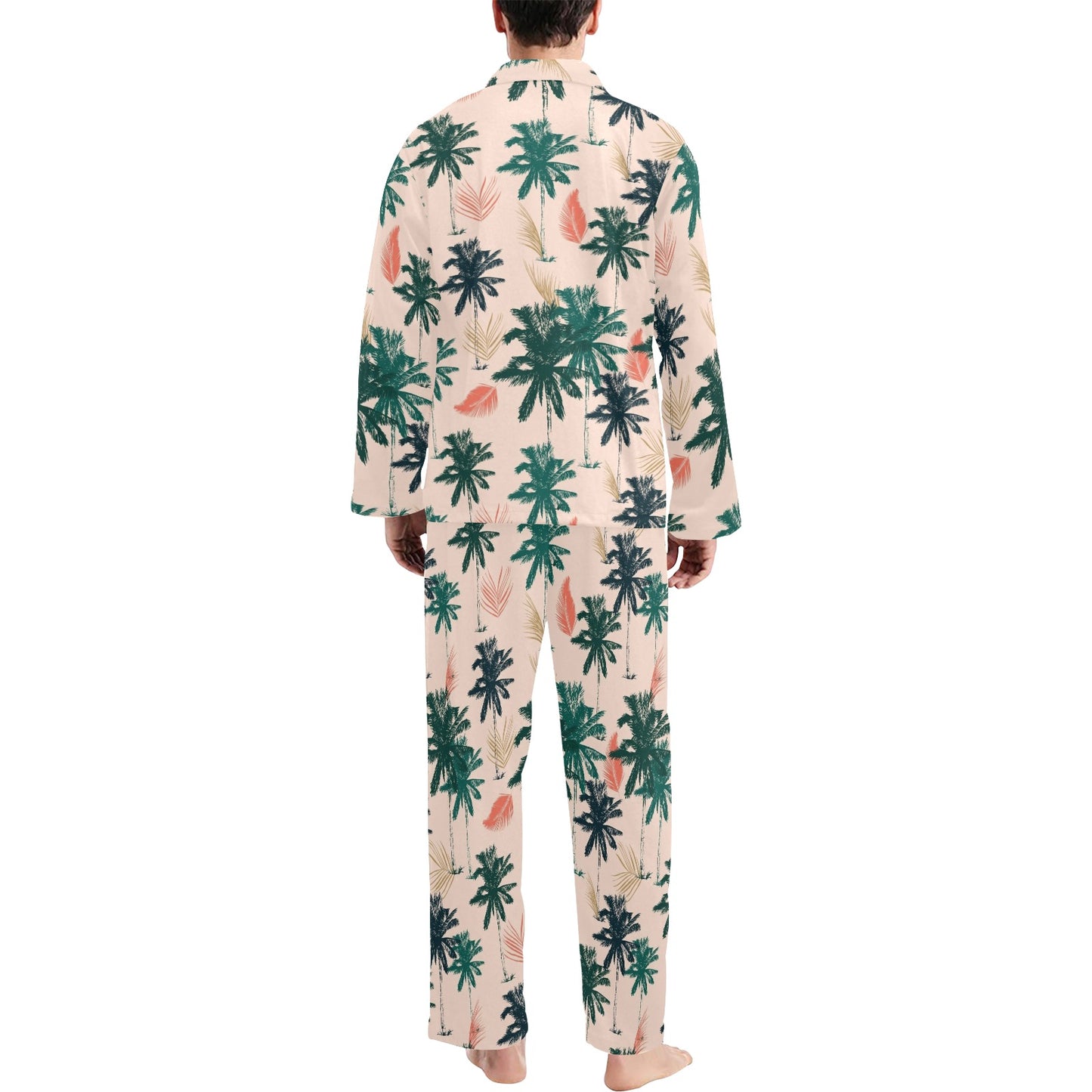 Palm Tree Pattern Print Design PT014 Men's Long Pajama Set
