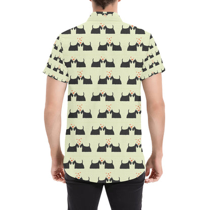 Scottish Terriers Print Design LKS304 Men Short Sleeve Button Up Shirt