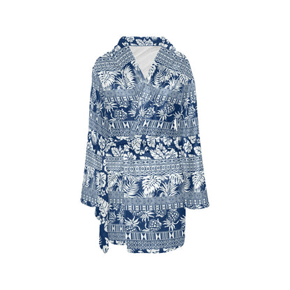 Hawaiian Themed Pattern Print Design H020 Women's Fleece Robe