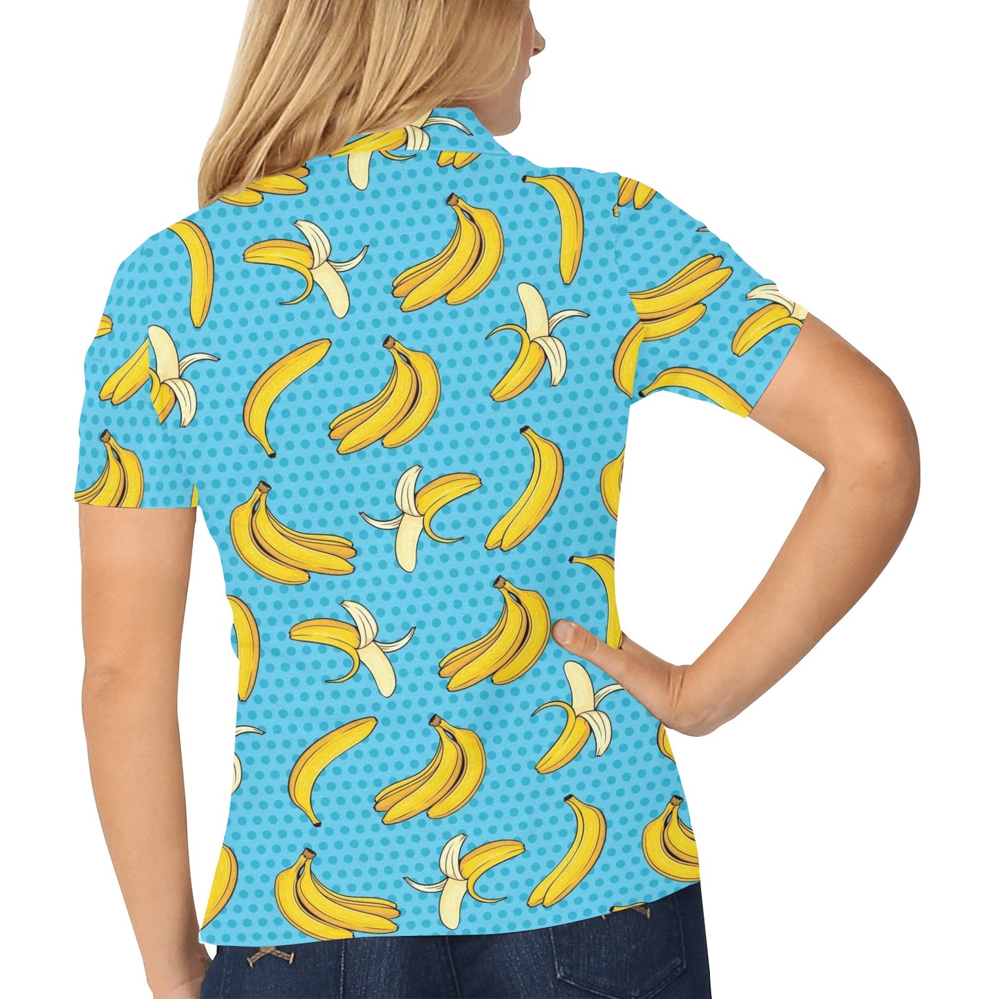 Banana Pattern Print Design BA08 Women's Polo Shirt