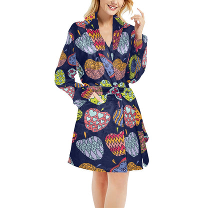 Apple Pattern Print Design AP05 Women's Fleece Robe