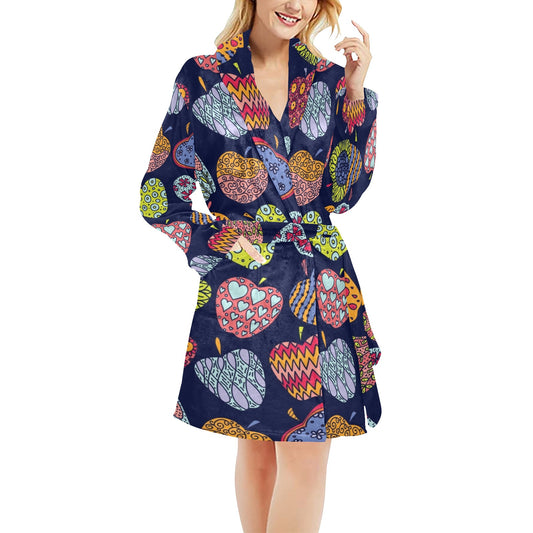 Apple Pattern Print Design AP05 Women's Fleece Robe