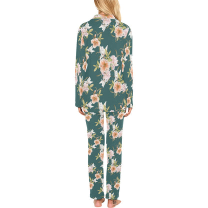 Iris Pattern Print Design IR01 Women's Long Pajama Set