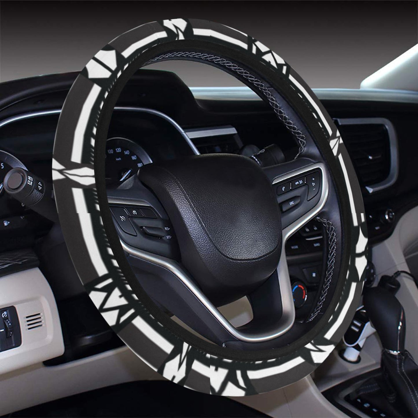 Samoan Tattoo Print Design LKS304 Steering Wheel Cover with Elastic Edge