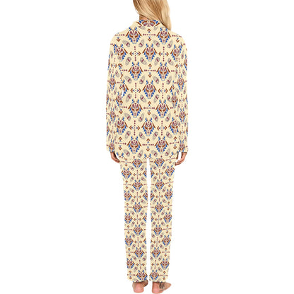 Aztec Wolf Pattern Print Design 03 Women's Long Pajama Set
