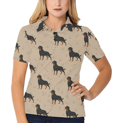 Rottweiler Pattern Print Design A01 Women's Polo Shirt