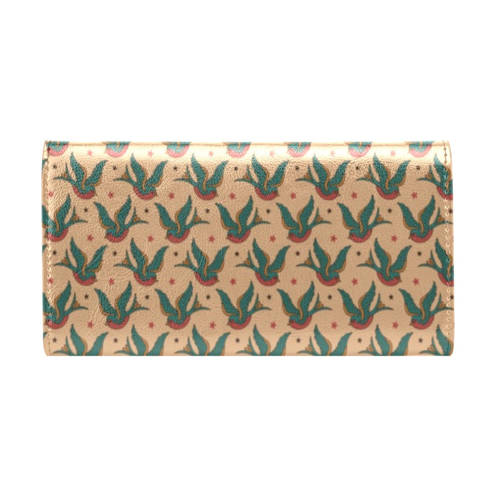 Old School Tattoo Swallow Design Women's Trifold Wallet
