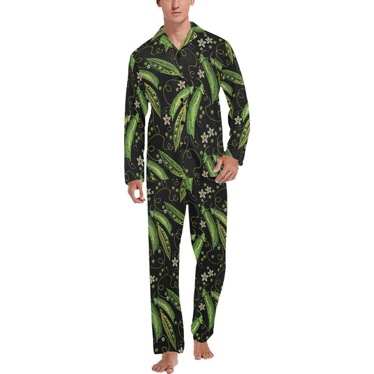 Peas Pattern Print Design A02 Men's Long Pajama Set