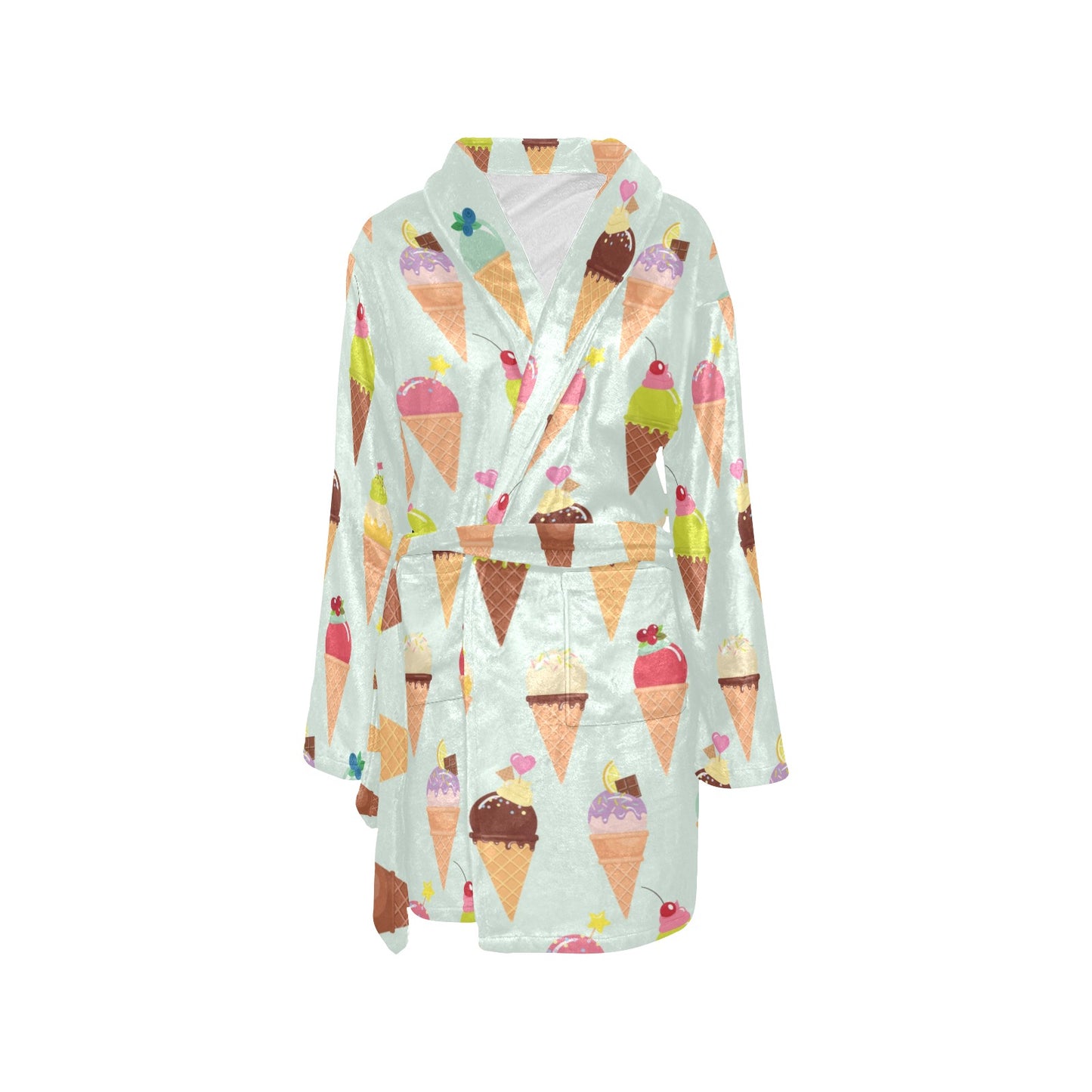 Ice Cream Pattern Print Design 03 Women's Fleece Robe