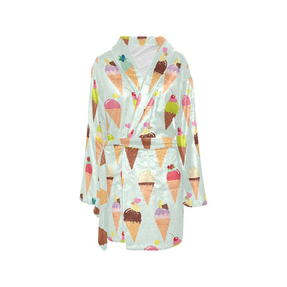 Ice Cream Pattern Print Design 03 Women's Fleece Robe