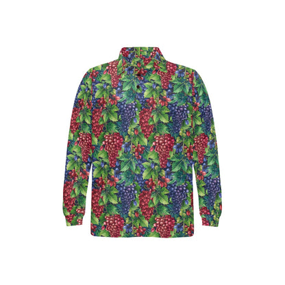 Grape Pattern Print Design GP02 Long Sleeve Polo Shirt For Men's