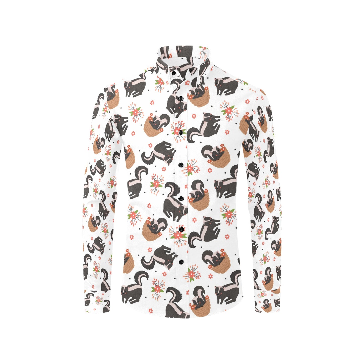 Skunk Print Design LKS304 Men's Long Sleeve Dress Shirt