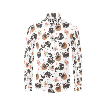 Skunk Print Design LKS304 Men's Long Sleeve Dress Shirt