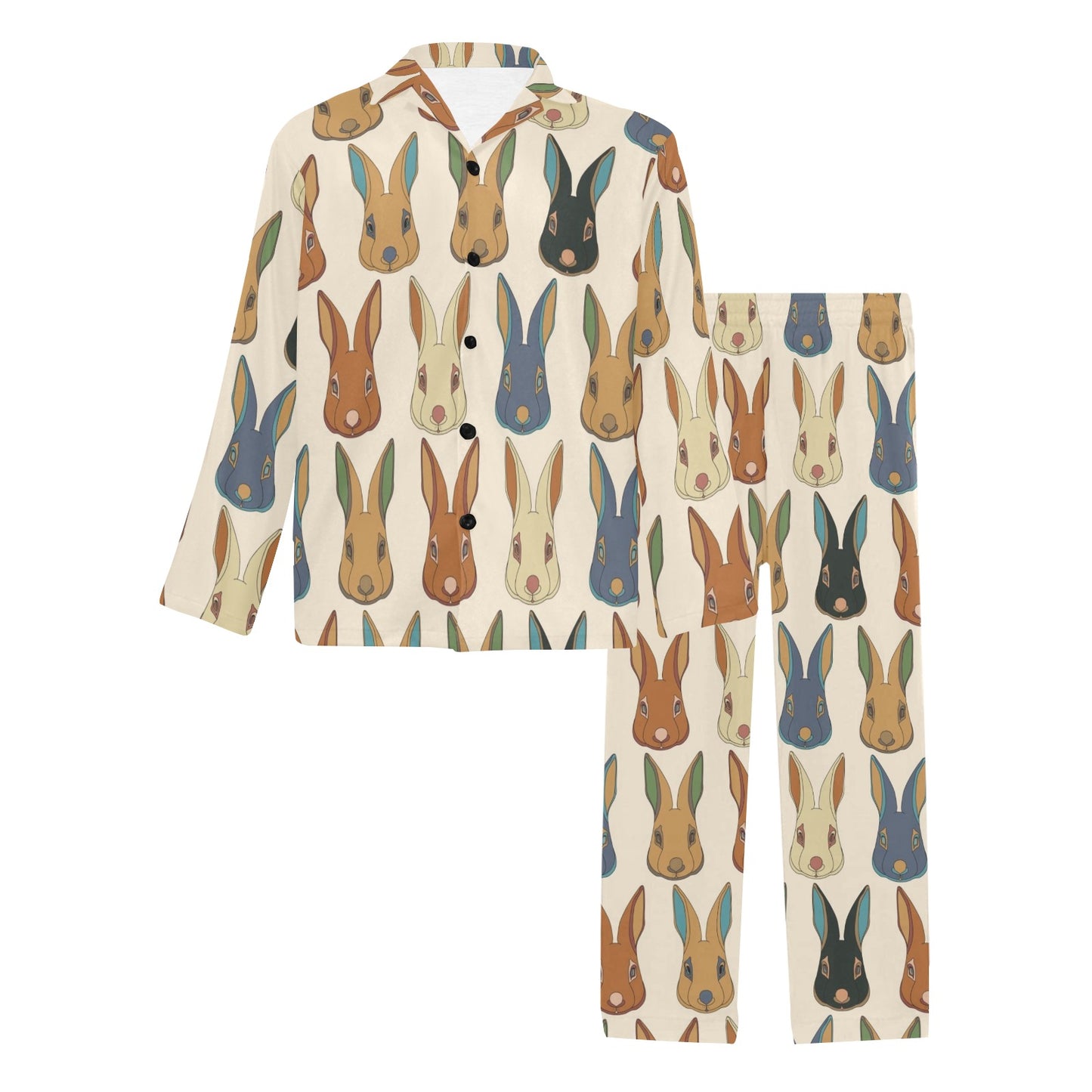 Rabbit Pattern Print Design RB04 Men's Long Pajama Set
