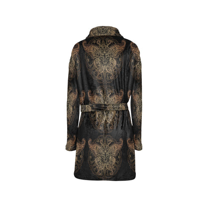 Gold Butterfly Ornamental Women's Fleece Robe