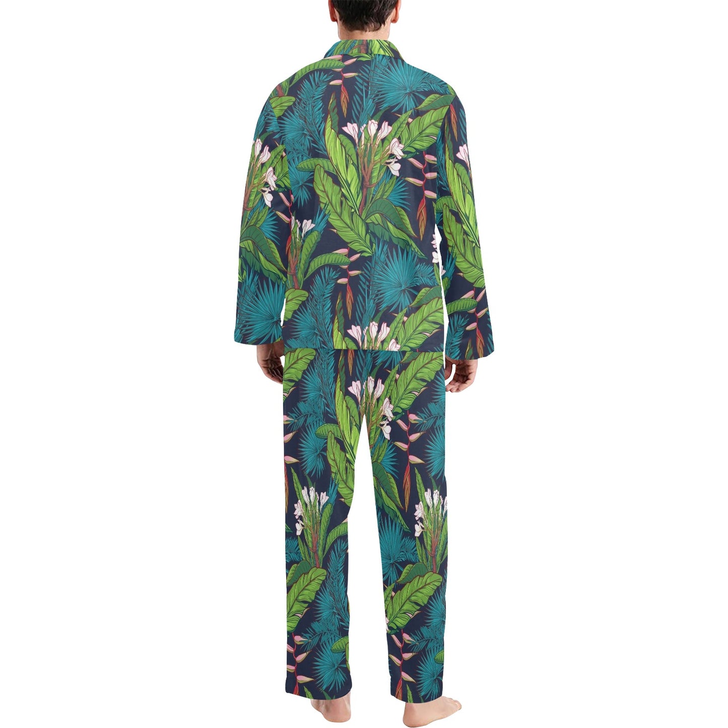 Rainforest Pattern Print Design RF01 Men's Long Pajama Set