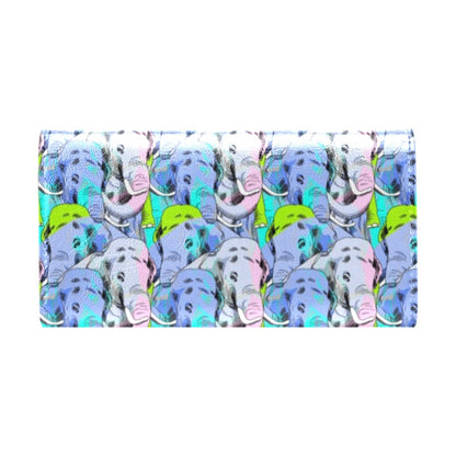 Elephant Art color Print Pattern Women's Trifold Wallet