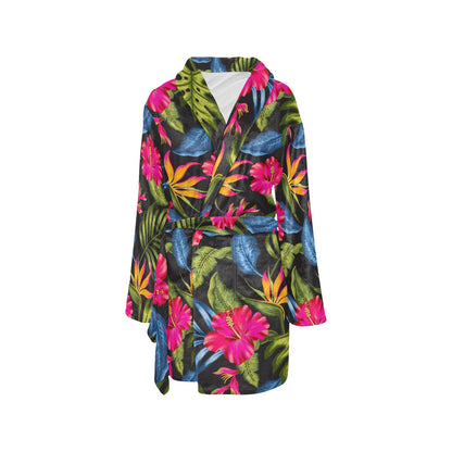 Bird Of Paradise Pattern Print Design BOP014 Women's Fleece Robe