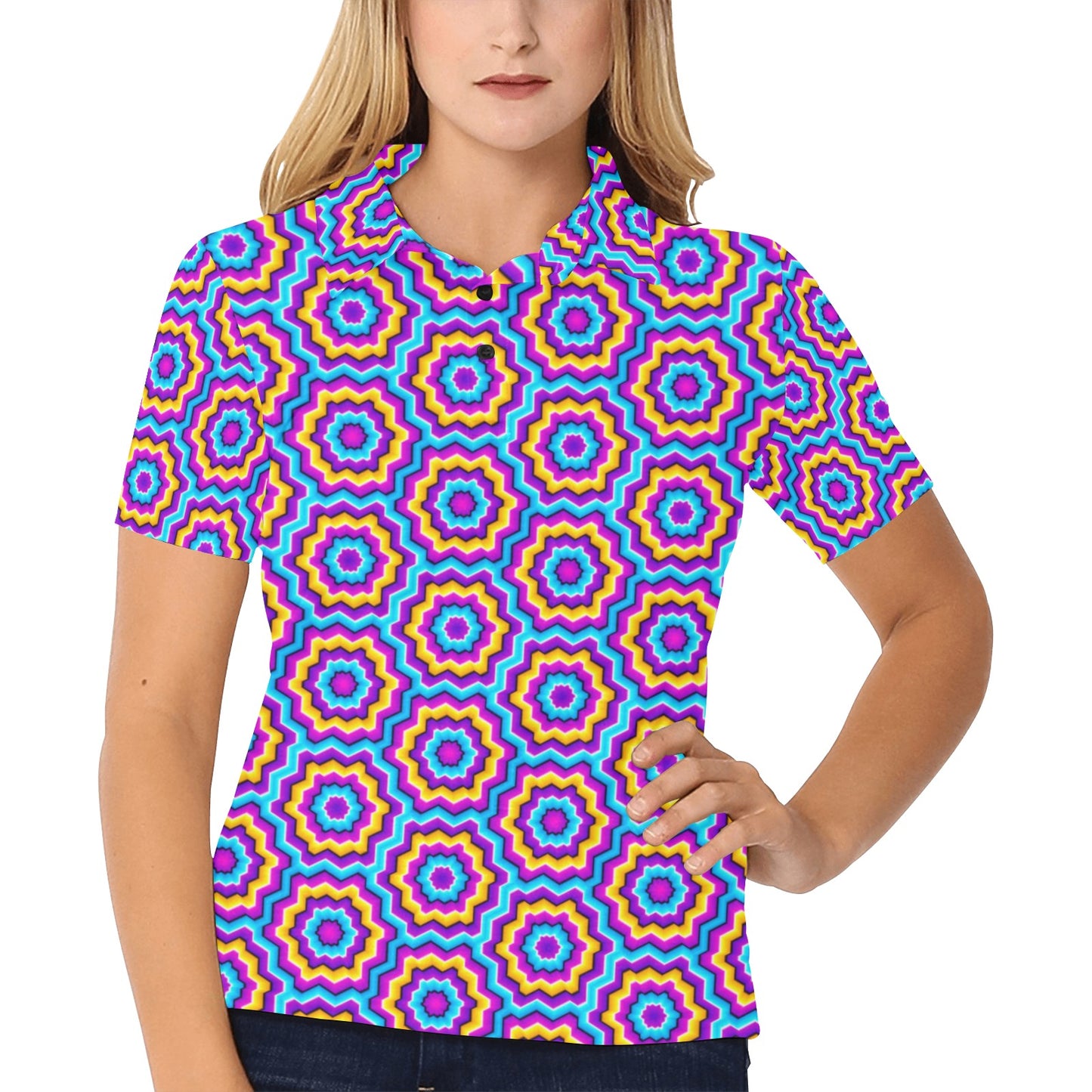 Optical illusion Techno Movement Women's Polo Shirt