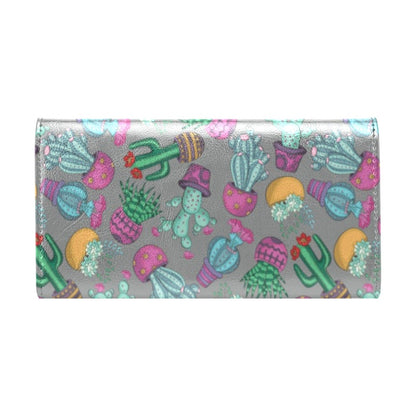 Cactus Colorful Print Pattern Women's Trifold Wallet