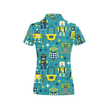 Robot Pattern Print Design A02 Women's Polo Shirt