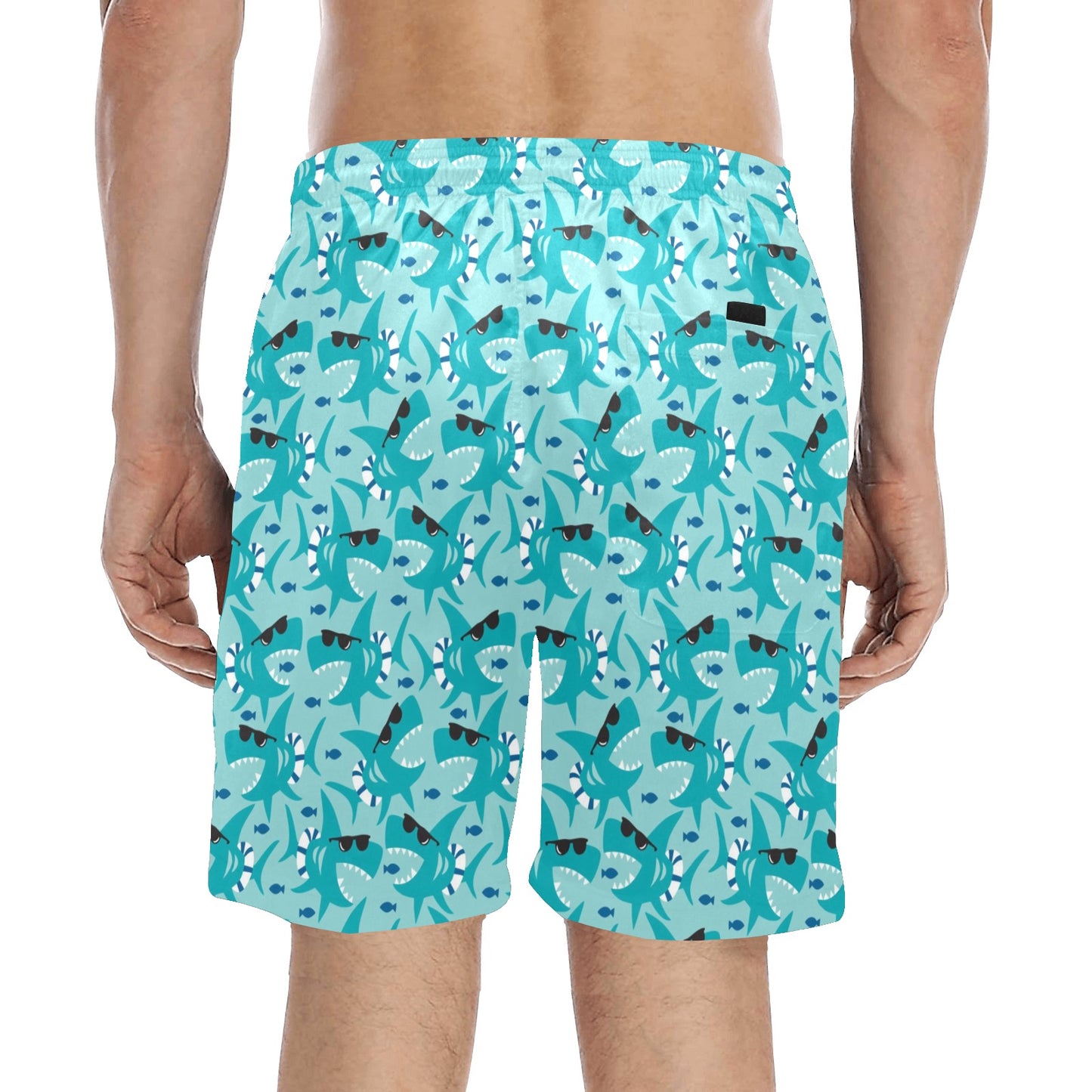 Shark Cute Print Design LKS302 Men's Swim Trunks Beach Shorts