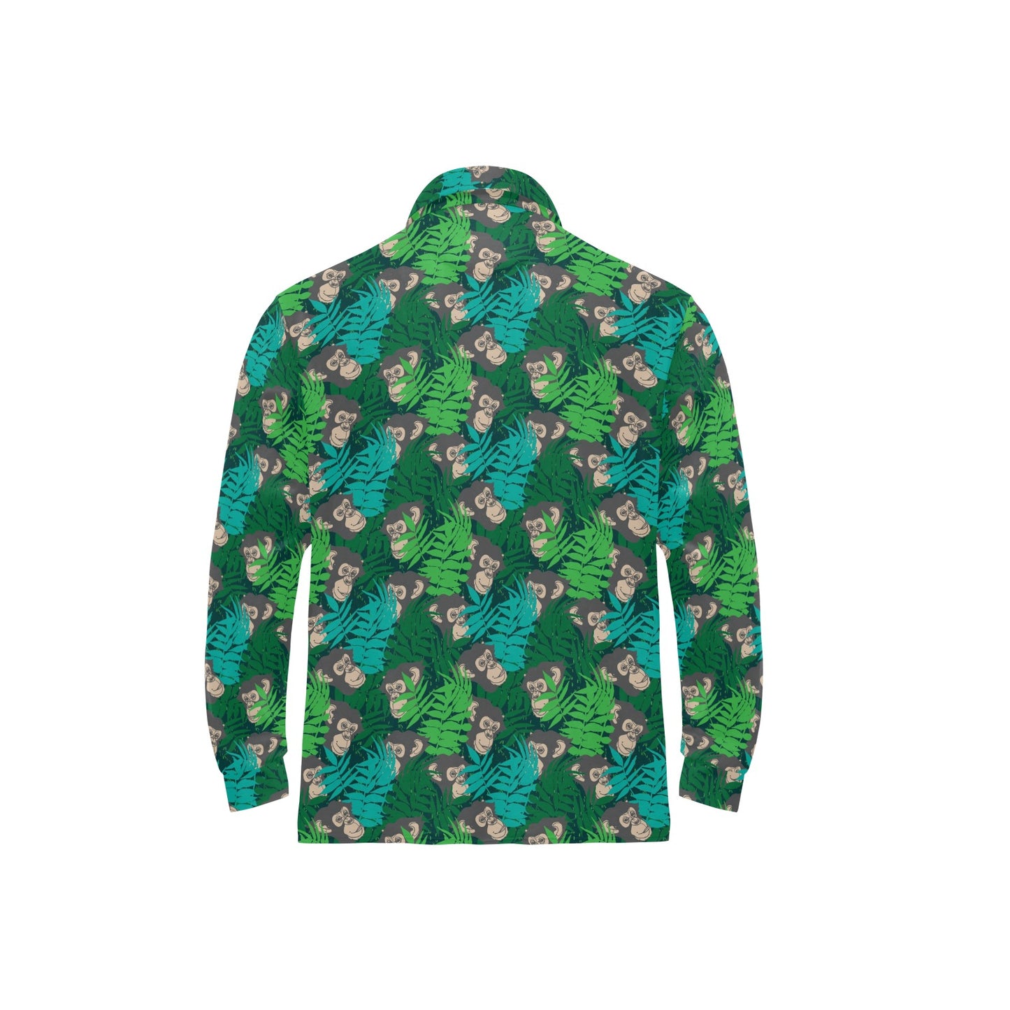 Chimpanzee Pattern Print Design 01 Long Sleeve Polo Shirt For Men's