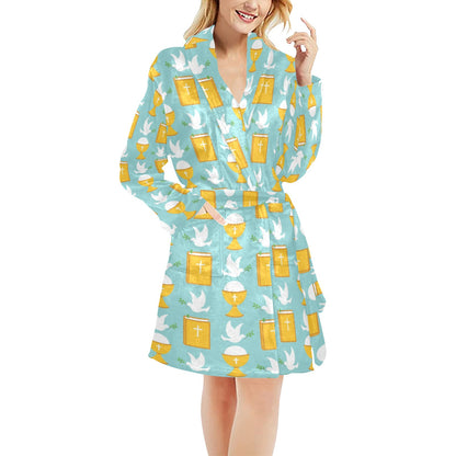 Christian Pattern Print Design 02 Women's Fleece Robe