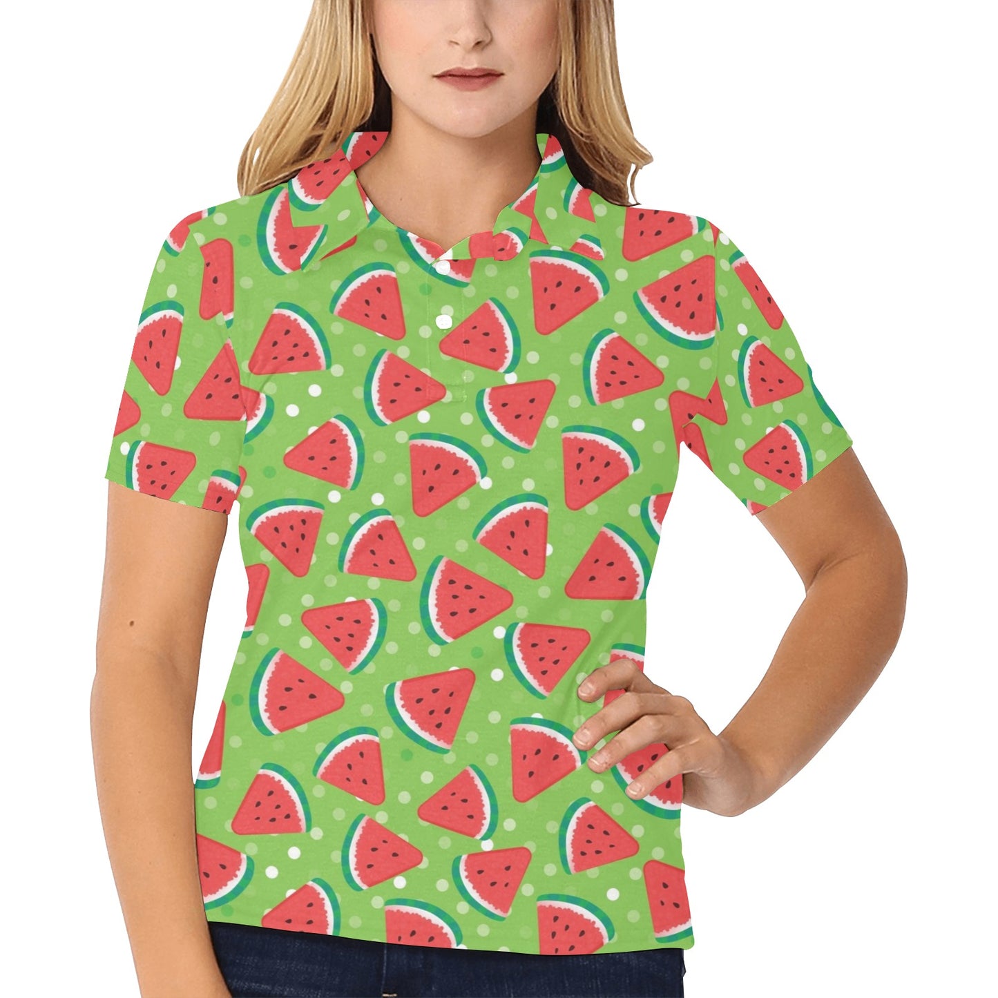 Watermelon Pattern Print Design WM05 Women's Polo Shirt