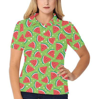 Watermelon Pattern Print Design WM05 Women's Polo Shirt