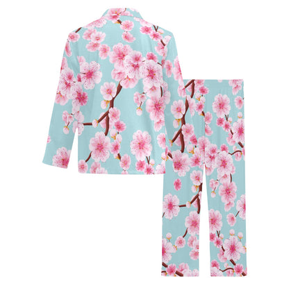 Cherry Blossom Pattern Print Design CB04 Men's Long Pajama Set
