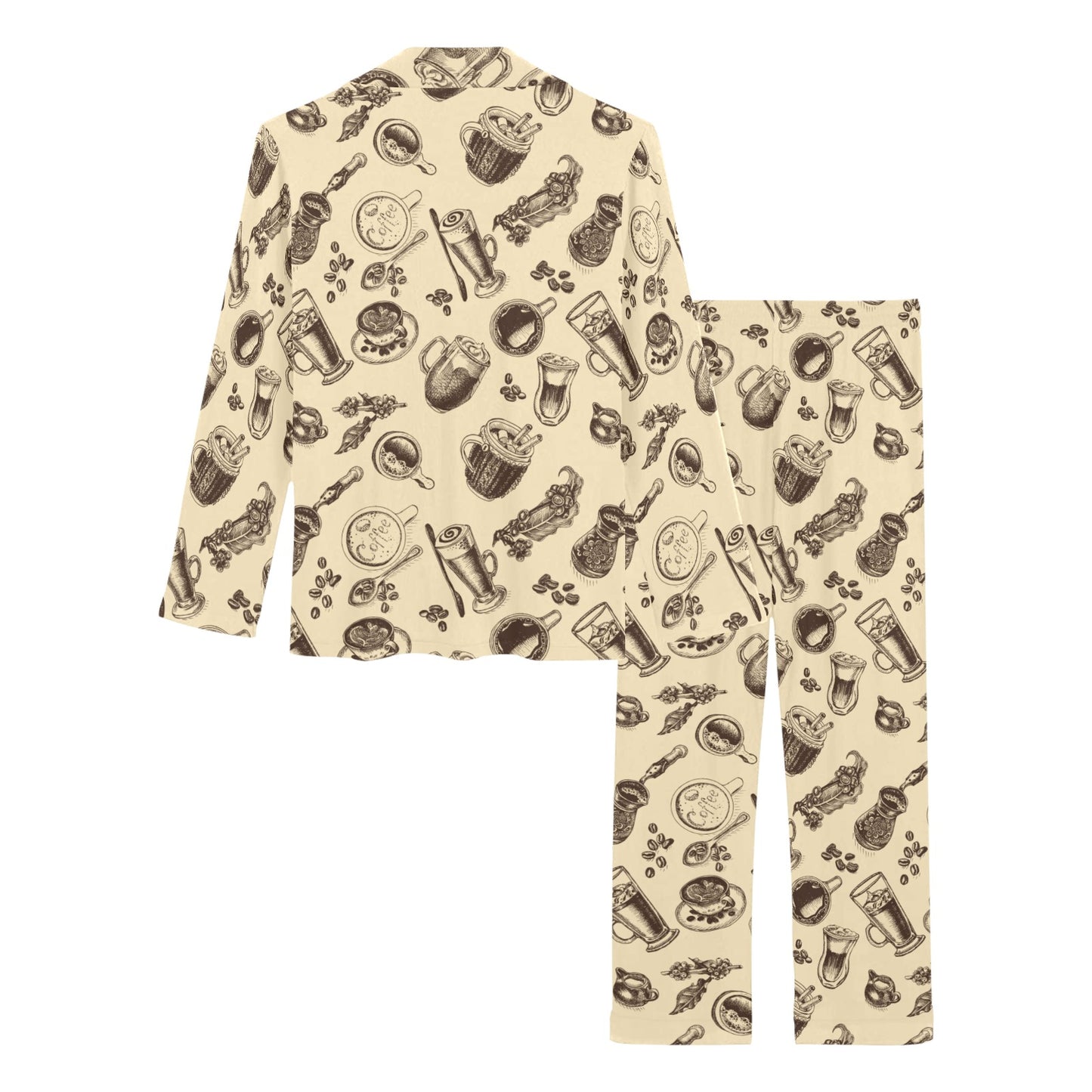 Coffee Pattern Print Design 05 Women's Long Pajama Set