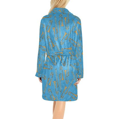 Trombone Pattern Print Design 01 Women's Fleece Robe