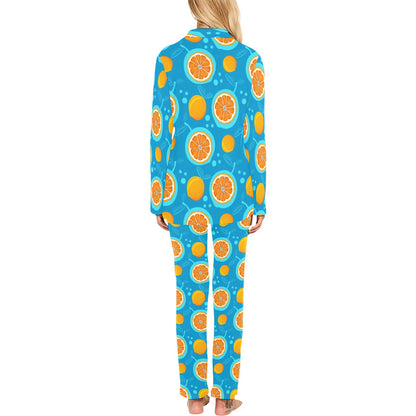 Grapefruit Pattern Print Design GF03 Women's Long Pajama Set