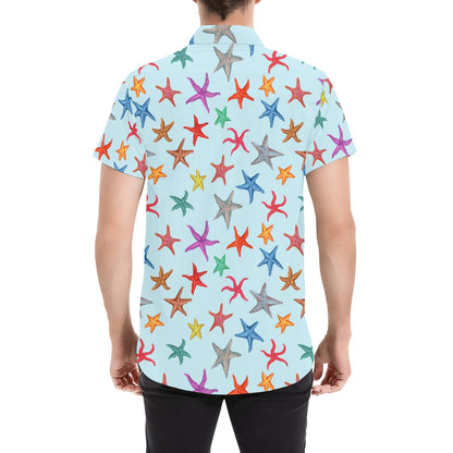 Starfish Print Design LKS402 Men Short Sleeve Button Up Shirt