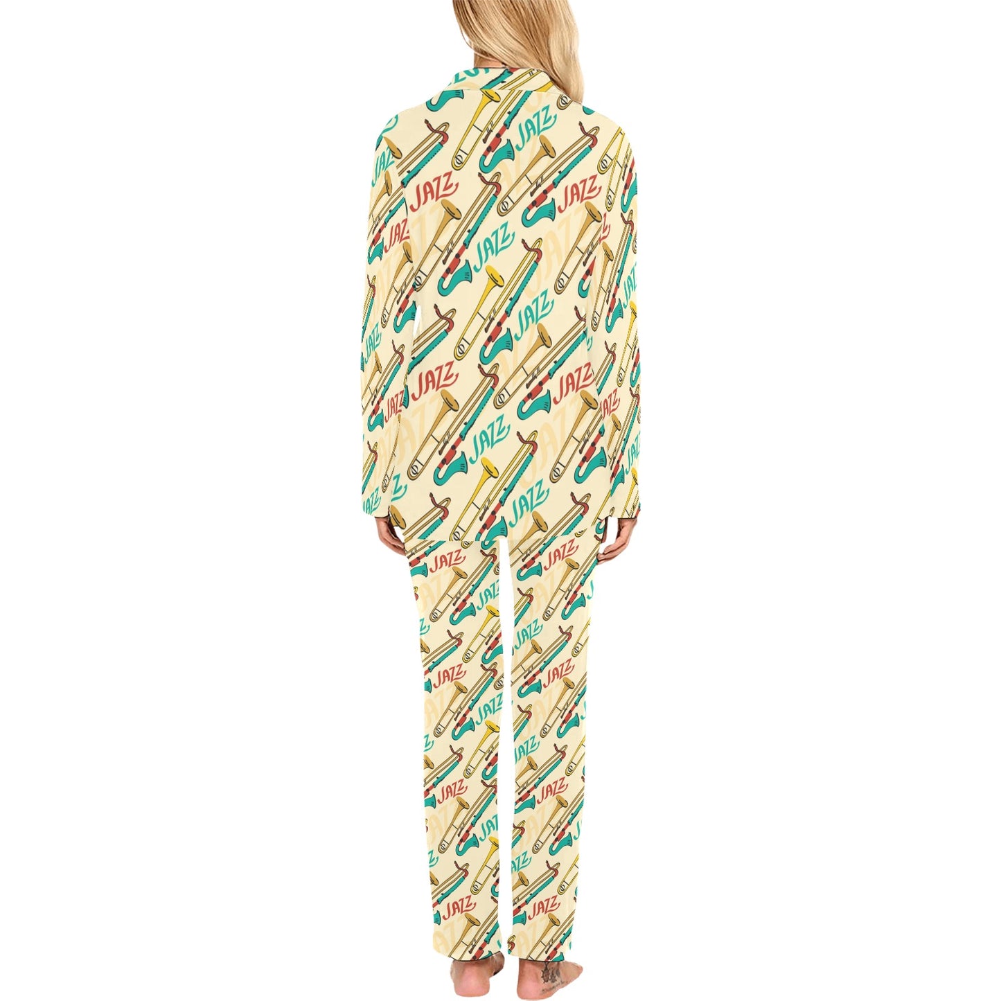 Trombone Pattern Print Design 03 Women's Long Pajama Set