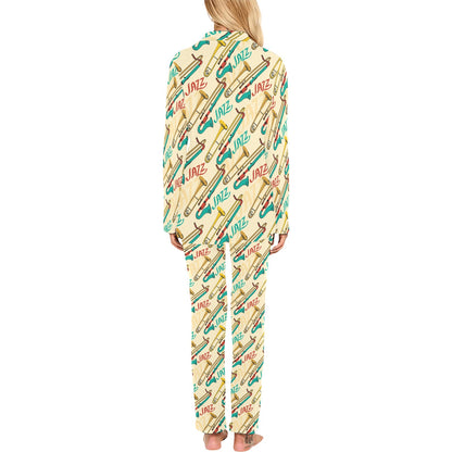 Trombone Pattern Print Design 03 Women's Long Pajama Set