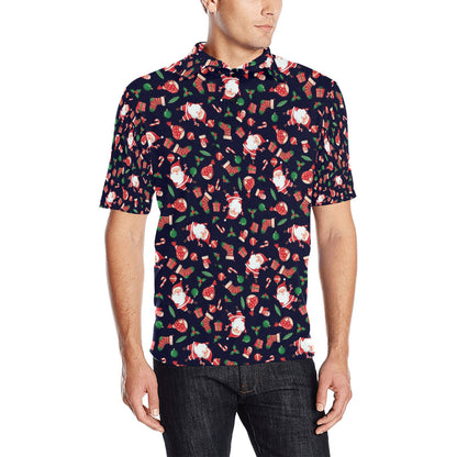 Santa Christmas Themed Print Design LKS304 Men Polo Shirt