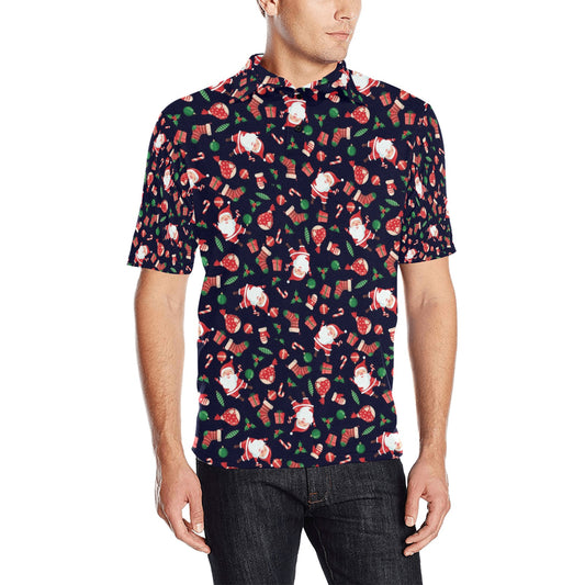 Santa Christmas Themed Print Design LKS304 Men Polo Shirt