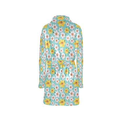 Daffodils Pattern Print Design 02 Women's Fleece Robe