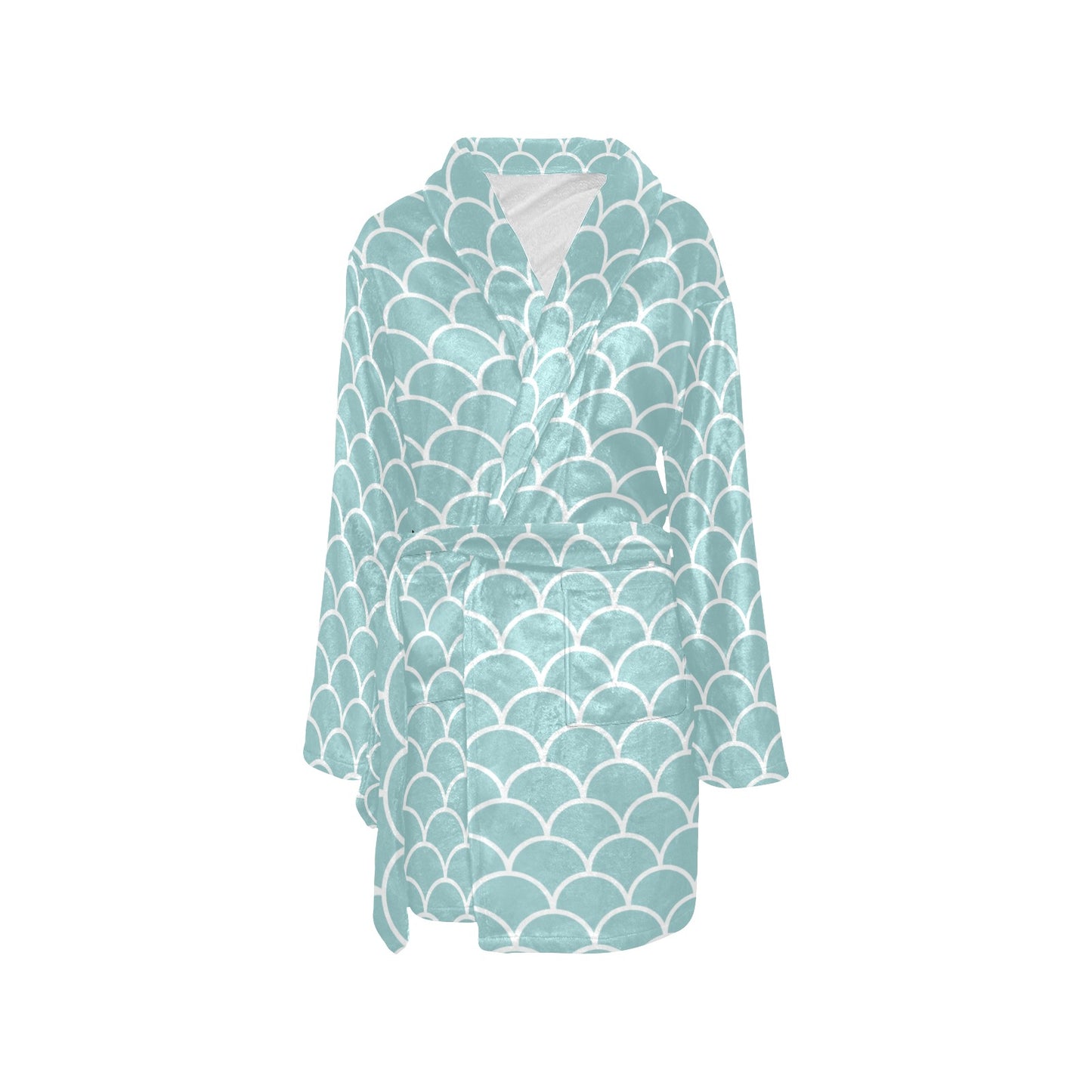 Scales Teal Pattern Print Design 02 Women's Fleece Robe