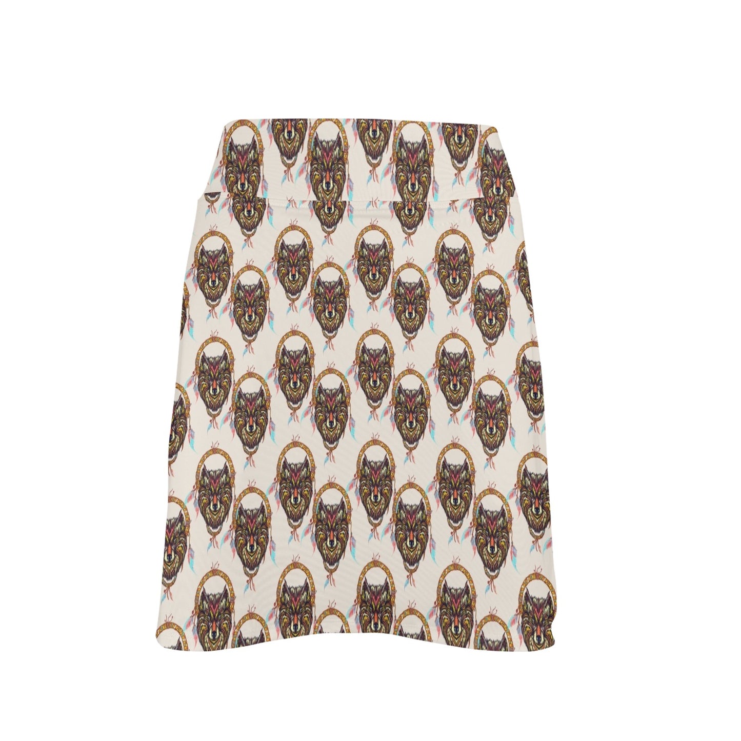 Wolf Tribal Dream Catcher Design Print 17" Golf & Pickleball Skort with Pockets