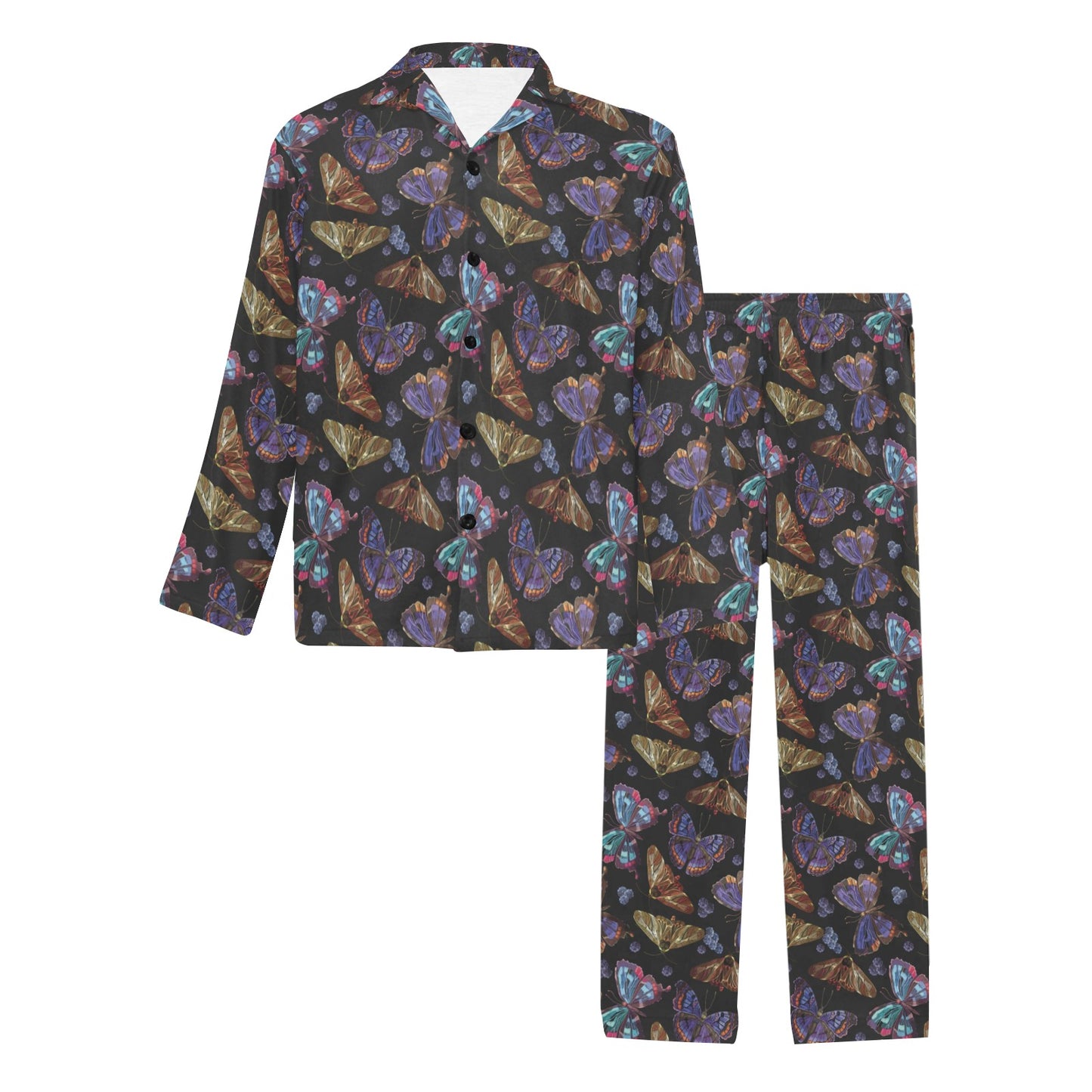 Butterfly Pattern Print Design 013 Men's Long Pajama Set