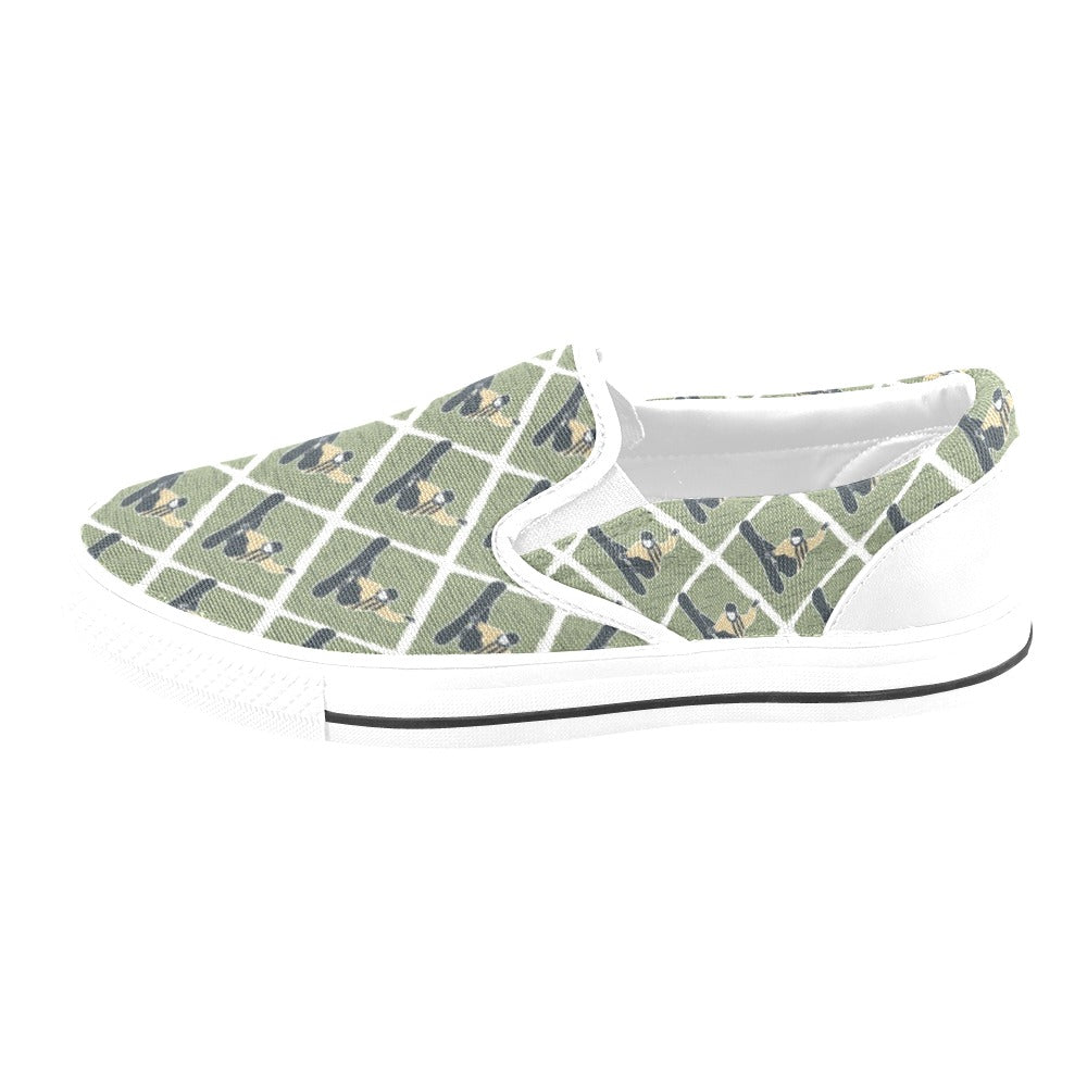 Snowboard Man Print Design LKS302 White Slip Ons Canvas Women's Shoes