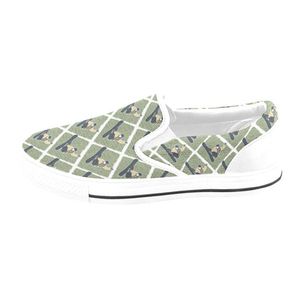 Snowboard Man Print Design LKS302 White Slip Ons Canvas Women's Shoes